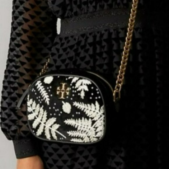 Tory Burch Kira Velvet Embroidered Crossbody Handbag - Picture 5 of 8